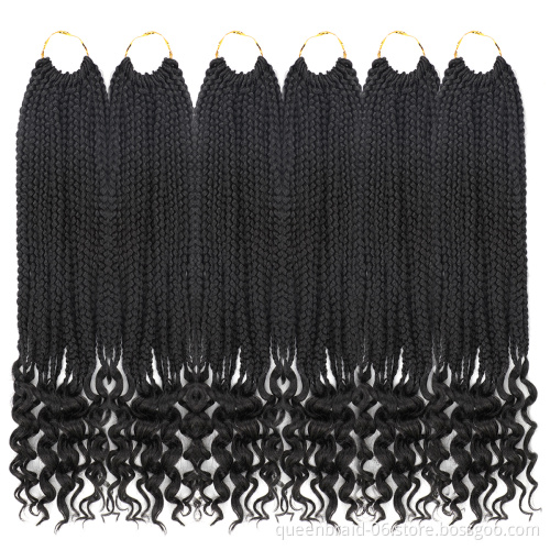 Goddess Senegalese Twist Crochet Hair with Curly Ends Wavy Box Braids Ombre Crochet Box Braids Hair Extensions